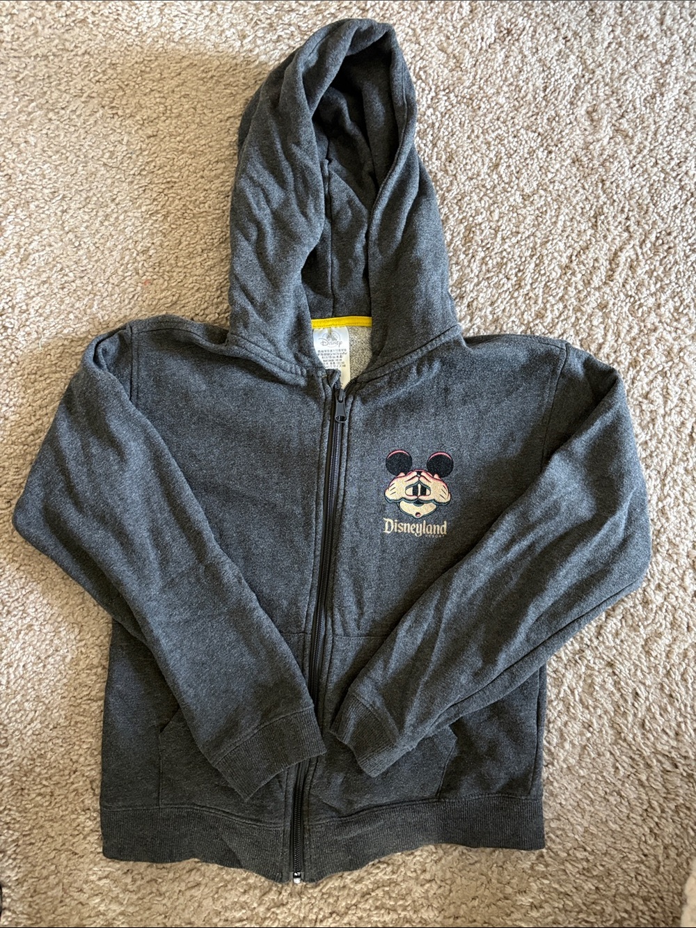 Disney Charcoal Gray Kids Hoodie with Small Mickey Patch